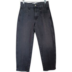 AYR Jeans The Beat  Uni Black Denim Barrel Leg Cropped Ankle Womens 28 Waist